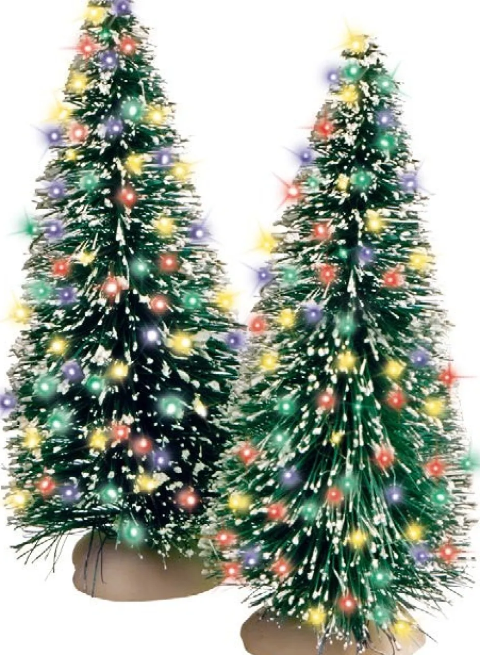 Intratuin kerstdorpminiatuur kerstbomen met LED verlichting 2 stuks H 10 cm