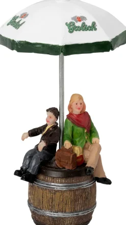 Intratuin kerstdorpminiatuur ton met parasol 7 x 7 x 13,5 cm