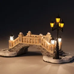 Intratuin kerstdorpminiatuur brug met lantaarn met LED verlichting 22 x 10 x 12 cm