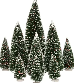 Intratuin kerstdorpminiatuur kerstbomen met sneeuw 9 stuks