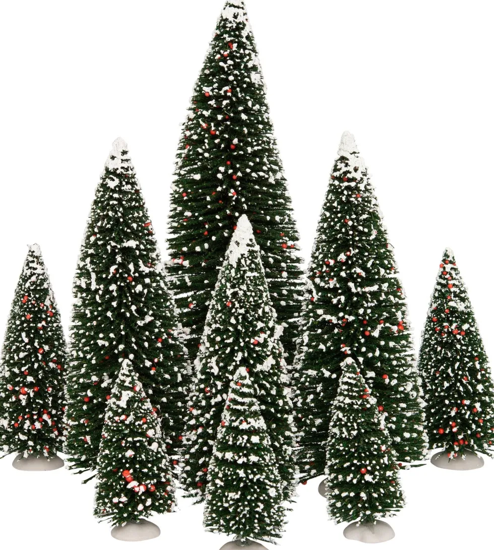 Intratuin kerstdorpminiatuur kerstbomen met sneeuw 9 stuks