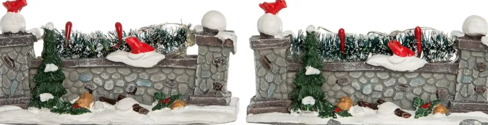 Intratuin kerstdorpminiatuur muurtje 9,5 x 3,2 x 4,5 cm 2 stuks
