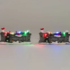 Intratuin kerstdorpminiatuur muurtje 9,5 x 3,2 x 4,5 cm 2 stuks
