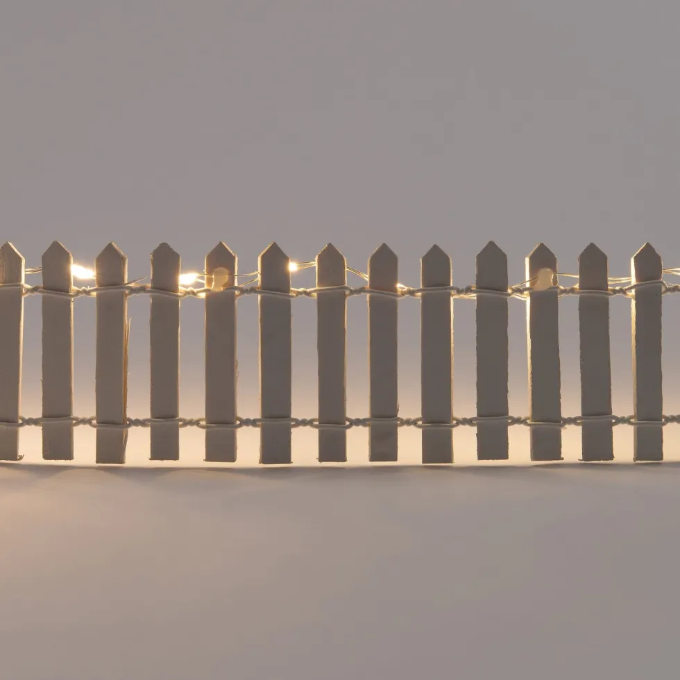 Intratuin kerstdorpminiatuur hek 24 lampjes warm wit 30 x 5 cm 2 stuks