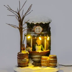 Intratuin kerstdorpminiatuur drank kraam 9,5 x 9 x 13 cm