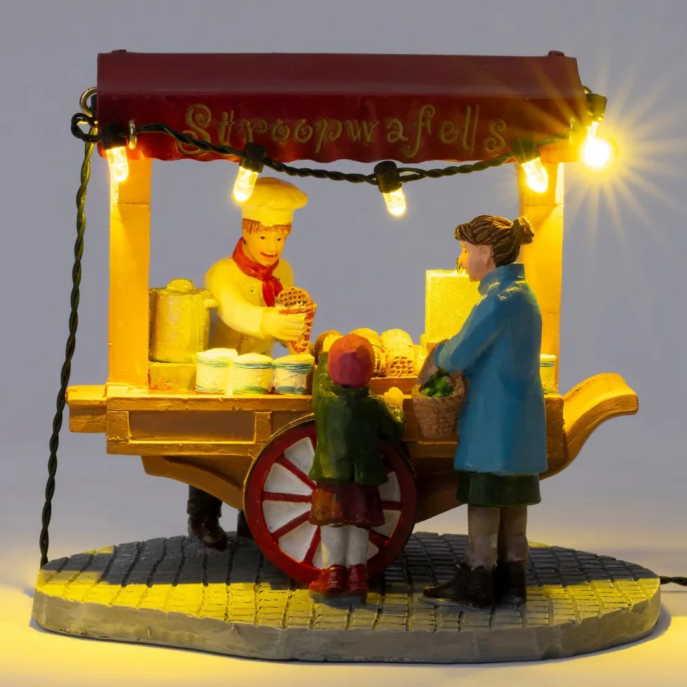 Intratuin kerstdorpminiatuur De Brink stroopwafelkraam 10,5 x 8 x 9,5 cm