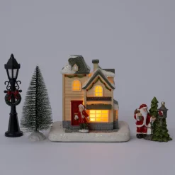 Intratuin kerstdorp set kerstman huisje lantaarn 9,1 x 1,4 x 6,5 cm 5-delig