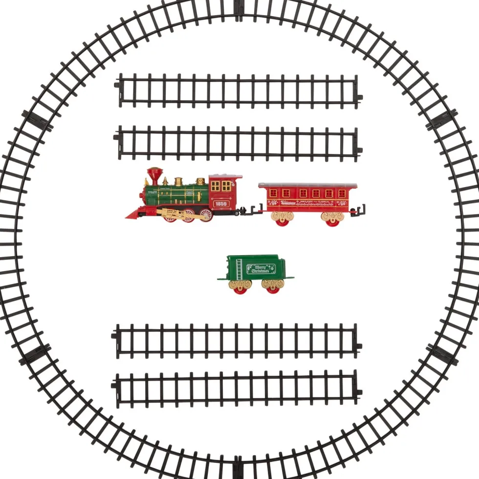 Intratuin kerstdorp set trein rood / groen 91 x 60 cm 11-delig