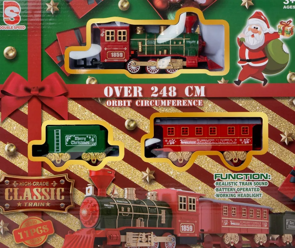 Intratuin kerstdorp set trein rood / groen 91 x 60 cm 11-delig