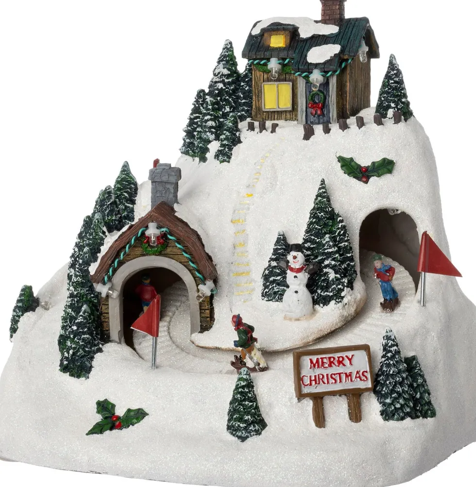 Intratuin kerstdorp skiër op berg 20,5 x 17 x 19,5 cm