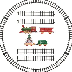 Intratuin kerstdorp trein set rood / groen 29,5 x 5,5 x 42,2 cm 15-delig