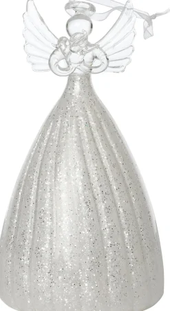 Intratuin kerstfiguur Angra engel transparant met verlichting 7 x 7 x 12,5 cm