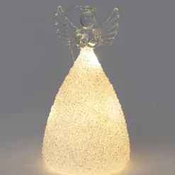 Intratuin kerstfiguur Angra engel transparant met verlichting 8 x 8 x 14 cm