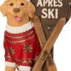 Intratuin kerstfiguur apres ski hond rood / bruin met verlichting 32 x 24 x 45 cm