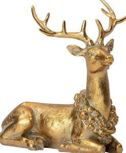 Intratuin kerstfiguur Arthur rendier goud 14 x 8 x 17 cm