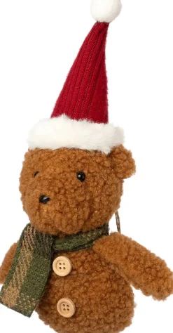 Intratuin kerstfiguur beer kerstmuts bruin 9 x 6 x 14 cm