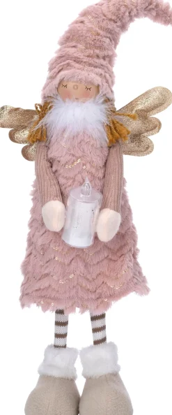 Intratuin kerstfiguur Belinda engel roze met verlichting 21 x 14 x 56 cm