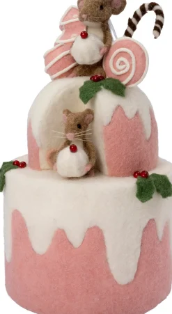 Intratuin kerstfiguur Bolo muis taart roze 20 x 20 x 36,5 cm