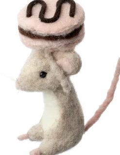 Intratuin kerstfiguur Bolo muis macaron roze / naturel 6 x 7 x 14 cm