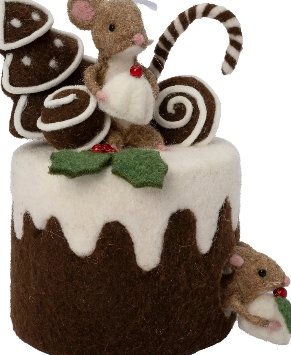 Intratuin kerstfiguur Bolo muis taart bruin 20 x 16 x 25 cm
