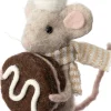 Intratuin kerstfiguur Bolo muis macaron donkerbruin / naturel 6 x 9 x 17 cm