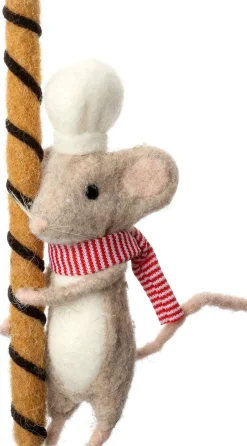Intratuin kerstfiguur Bolo muis met koekstaafje naturel 10 x 7 x 19 cm