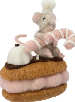 Intratuin kerstfiguur Bolo muis op cake bruin 11,5 x 6,5 x 15 cm
