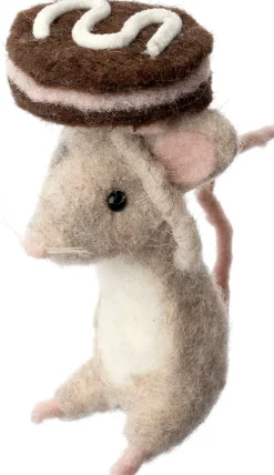 Intratuin kerstfiguur Bolo muis macaron bruin / naturel 6 x 7 x 14 cm
