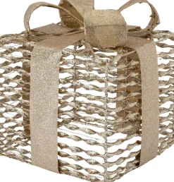 Intratuin kerstfiguur Boxa cadeau goud 15 x 15 x 17 cm