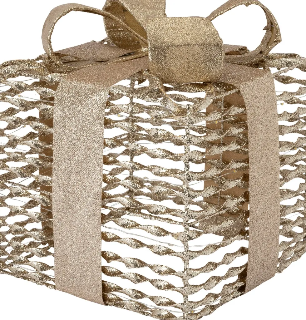 Intratuin kerstfiguur Boxa cadeau goud 15 x 15 x 17 cm