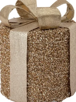 Intratuin kerstfiguur Boxa cadeau glitter goud D 20 H 23 cm