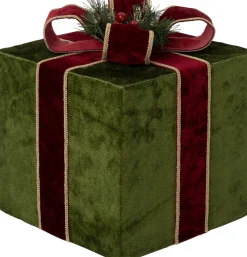 Intratuin kerstfiguur cadeau groen / rood 25,5 x 25,5 x 28 cm