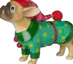 Intratuin kerstfiguur Donn bulldog met kerstpak 18,5 x 6,3 x 14,2 cm