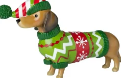 Intratuin kerstfiguur Donn teckel met kerstpak 23,7 x 5,1 x 13,5 cm
