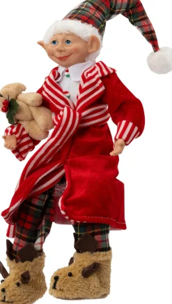 Intratuin kerstfiguur elf rood / wit 11 x 7 x 47 cm