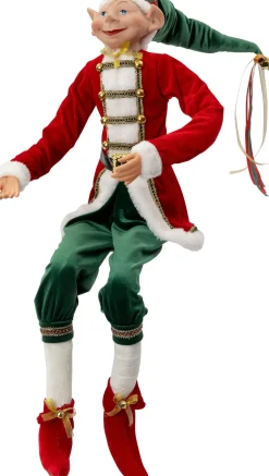 Intratuin kerstfiguur elf rood / groen 17 x 32 x 95 cm