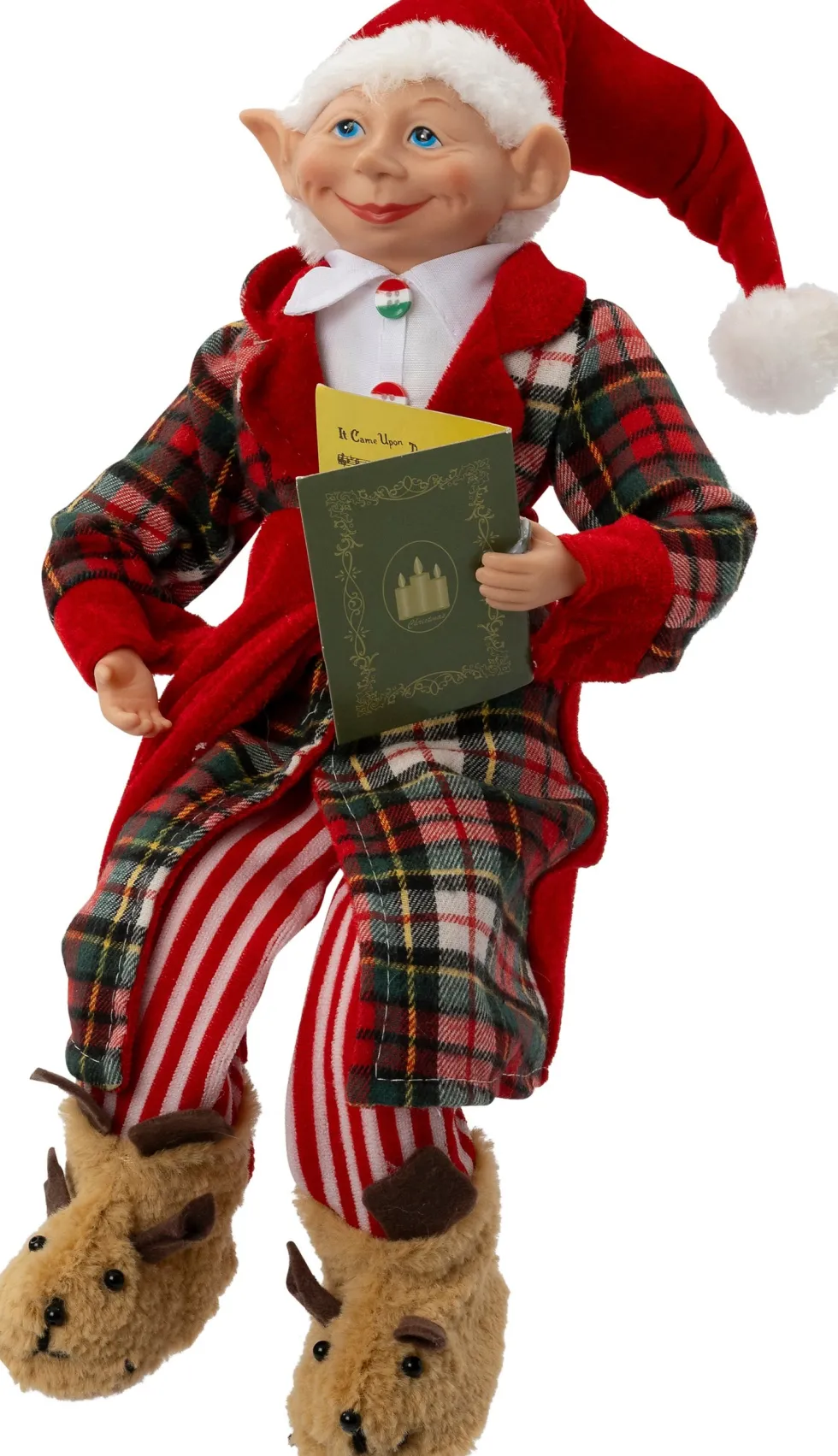 Intratuin kerstfiguur elf wit / rood 11 x 7 x 47 cm