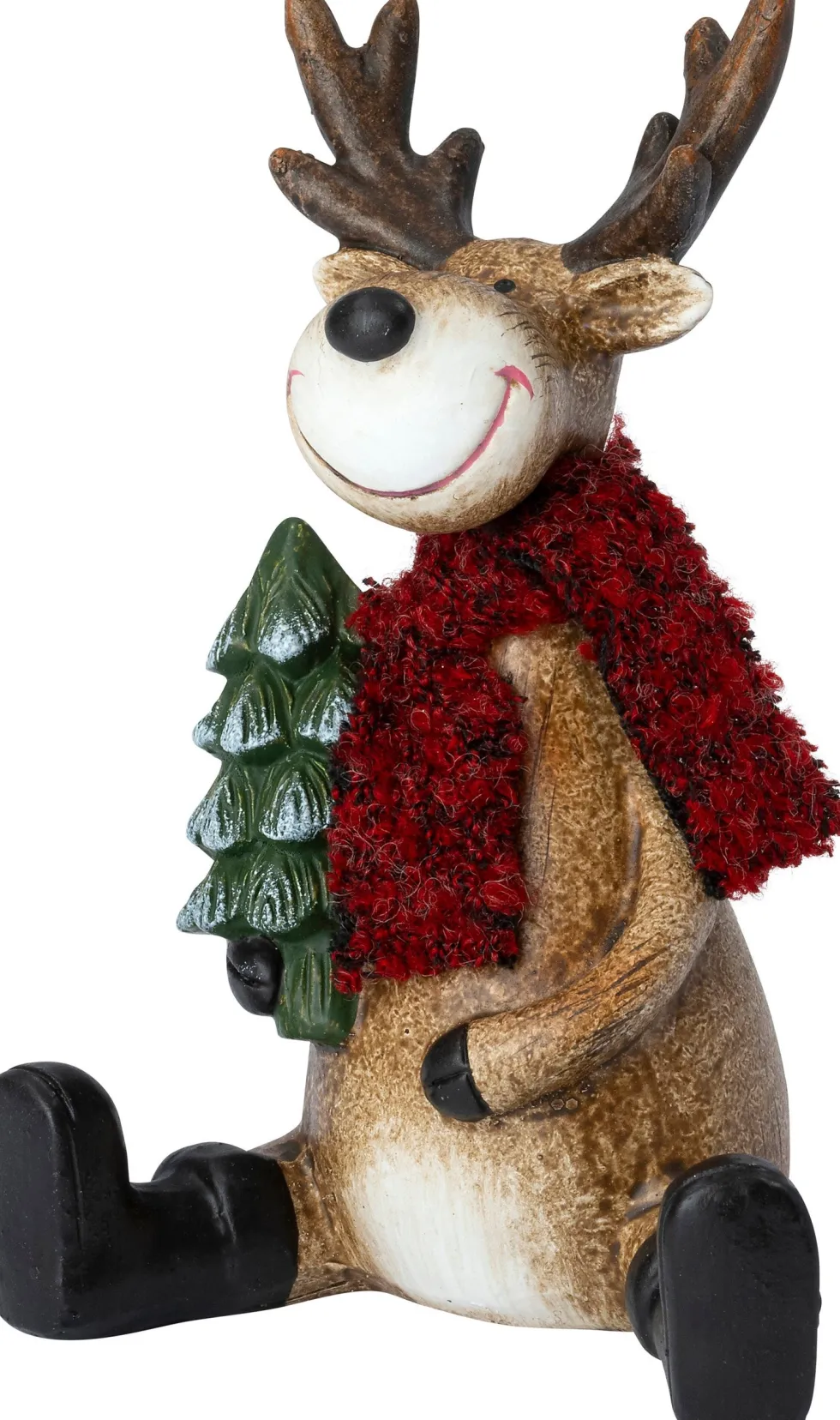 Intratuin kerstfiguur Elian rendier zittend kerstboom bruin 9,3 x 8,3 x 13,5 cm
