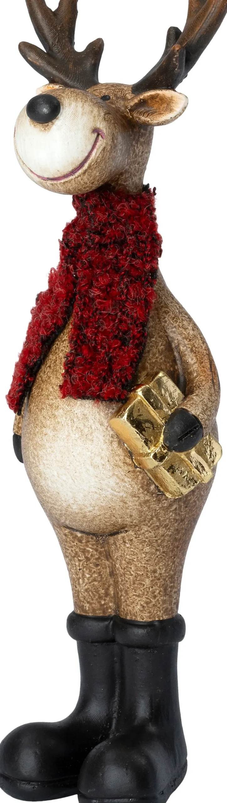 Intratuin kerstfiguur Elian rendier staand cadeau bruin 6,7 x 6,5 x 20,4 cm