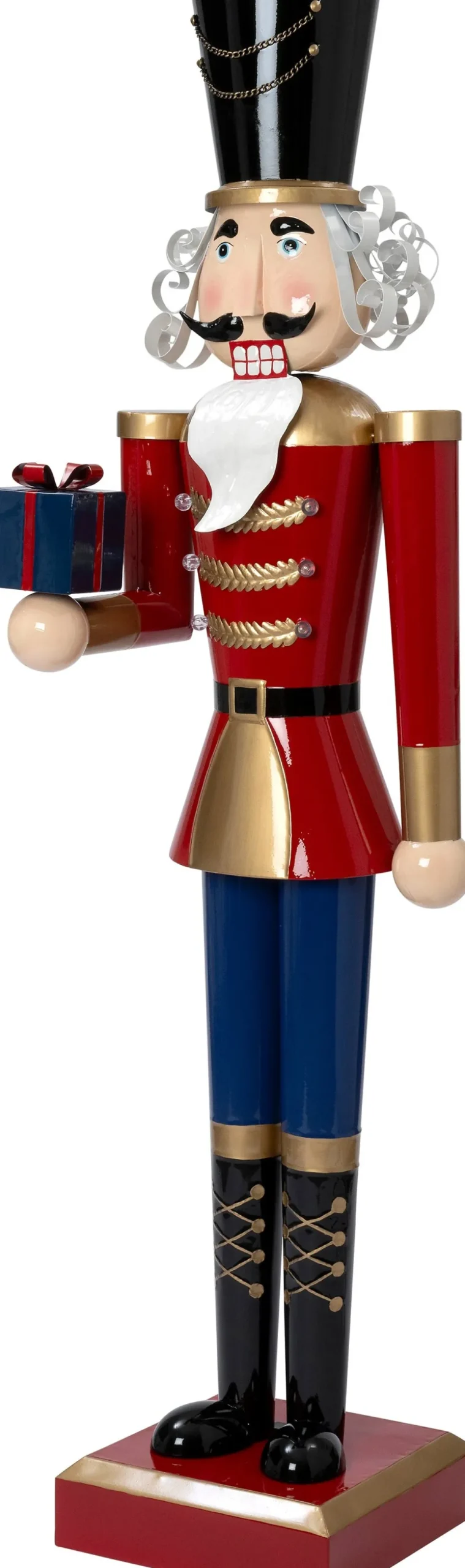 Intratuin kerstfiguur Eli notenkraker rood / blauw met verlichting 30 x 26 x 101 cm