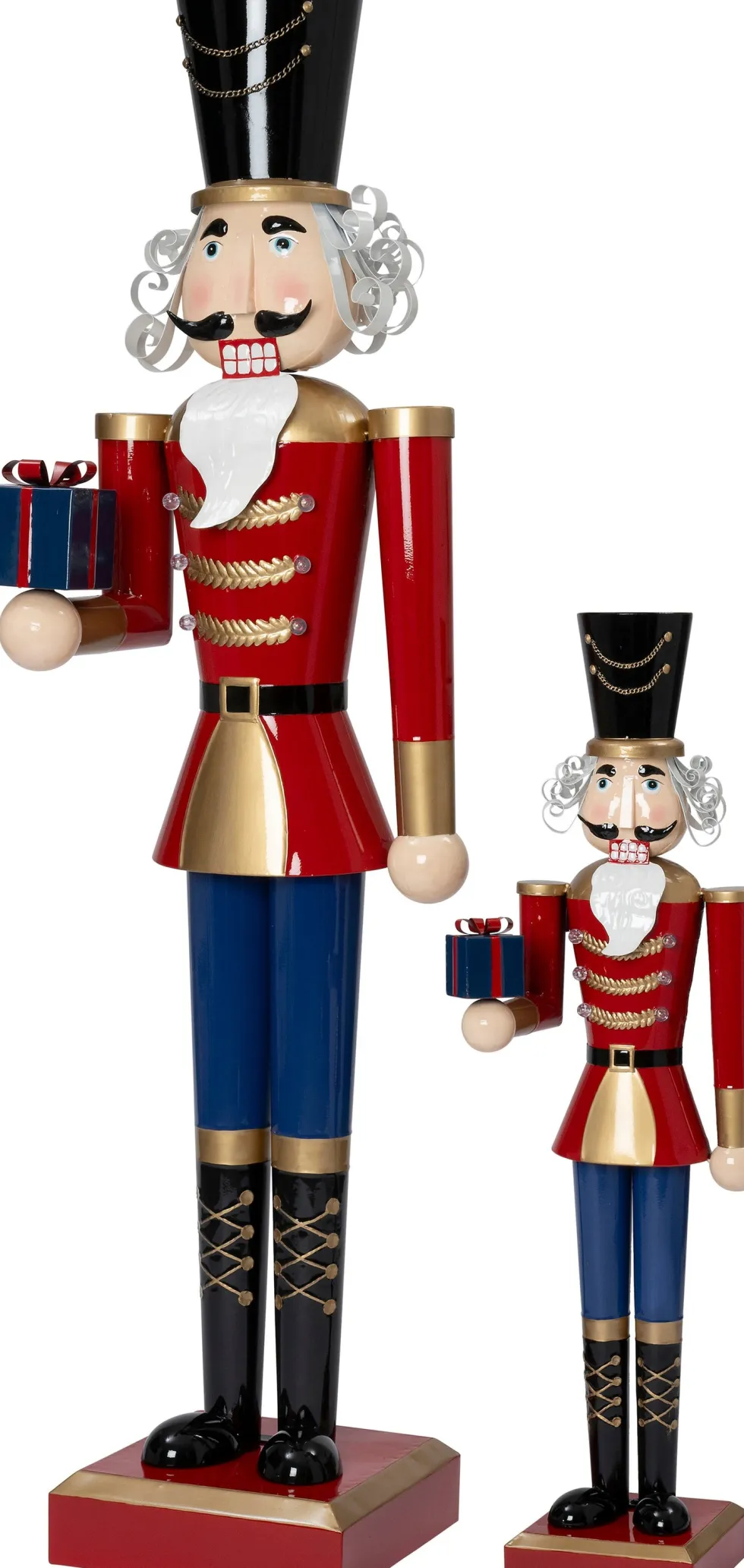 Intratuin kerstfiguur Eli notenkraker rood / blauw met verlichting 30 x 26 x 101 cm