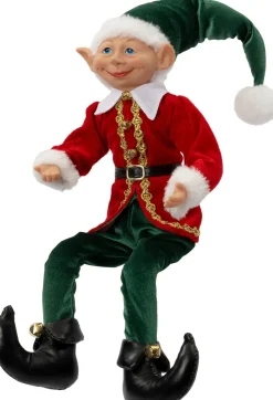Intratuin kerstfiguur Elleve elf groen / rood 11 x 7 x 47 cm