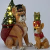 Intratuin kerstfiguur Finnor hond bruin / rood / groen met verlichting 23 x 14,5 x 45 cm