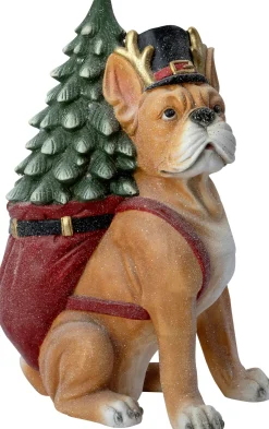Intratuin kerstfiguur Finnor hond bruin / rood / groen met verlichting 39,5 x 23,5 x 59,5 cm