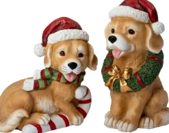 Intratuin kerstfiguur Finnor hond bruin / rood / groen 33 x 25,5 x 35 cm