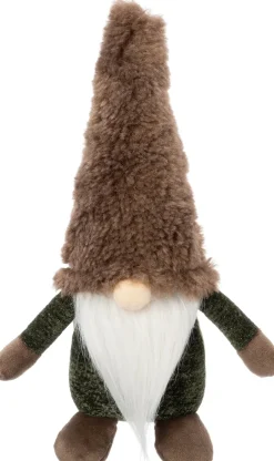Intratuin kerstfiguur Fluf gnoom bruin / wit 13 x 9 x 28 cm