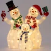 Intratuin kerstfiguur Freez sneeuwpop familie met verlichting 99 x 37 x 99 cm