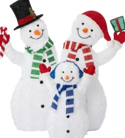 Intratuin kerstfiguur Freez sneeuwpop familie met verlichting 99 x 37 x 99 cm