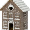 Intratuin kerstfiguur Gemma huisje bruin / wit 8,2 x 5,3 x 9,8 cm