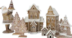 Intratuin kerstfiguur Gemma huisje bruin / wit 8,2 x 5,3 x 9,8 cm